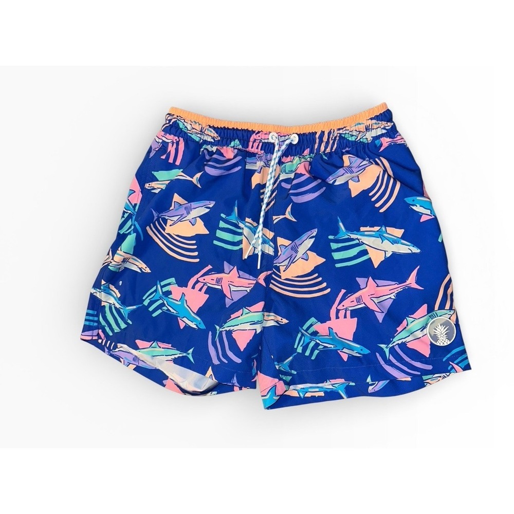 Chubbies Men's Stretch Swim Trunks 5.5" Inseam Size S The Daddy Sharks Lined